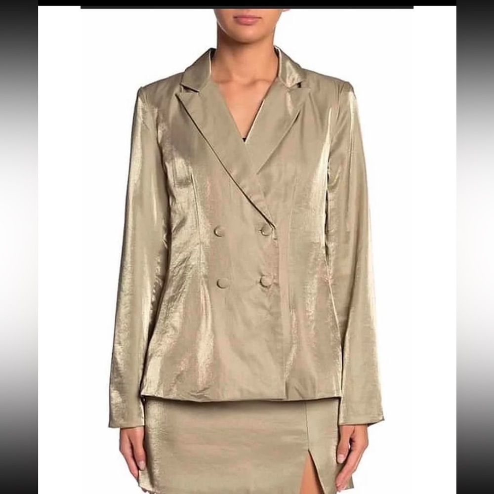 Metallic Gold Double-Breasted Blazer